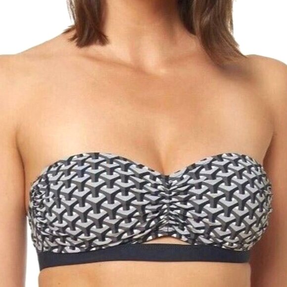 Bleu by Rod Beattie Bikini Top High Straps Women's Swimwear Gray/Black Size 4 - Picture 2 of 9